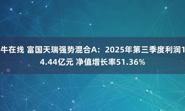 牛在线 富国天瑞强势混合A：2025年第三季度利润14.44亿元 净值增长率51.36%